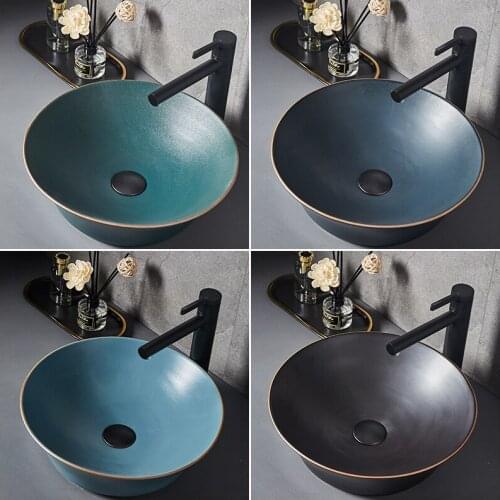 Home bathroom balcony art wash basin simple retro creative above counter basin famous washbasin single basin 40cm *40cm