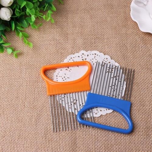 Kitchen gadget Stainless steel onion insert onion pine needle tenderer cucumber onion slicer