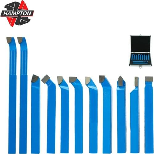 8mm Turning Milling Welding Bit 11pcs Carbide Tip Cutting Boring Bar Set Lathe Cutter Tools Aluminum Box Metal Lathe Tool Set