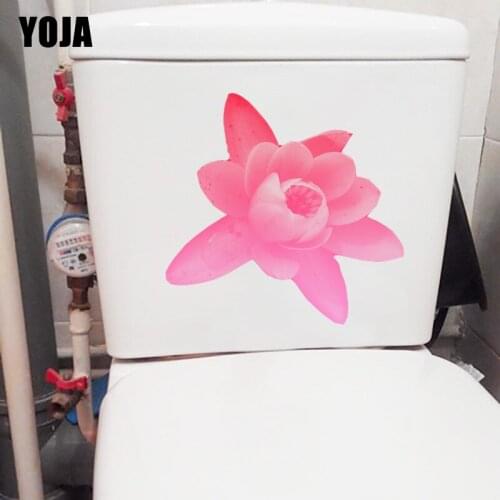 YOJA 22.8X22.3CM Simple Pink Lotus Modern Art Toilet Sticker WC Decor Fashion Home Wall Decal T1-1501