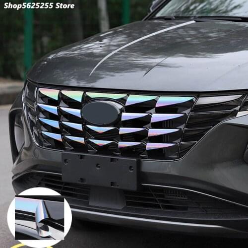 Front Grille Trim Garnish Cover Stickers For Hyundai Tucson NX4 2021 2022 Accessories Gypsophila Car Body Color Plastic Strip