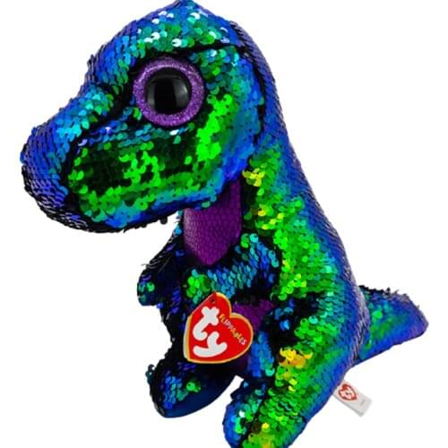 New 15CM Ty Big Eyes Beanie Flippables Sequined The Blue Green Dragon Stuffed Toy Children Birthday Holiday Gift