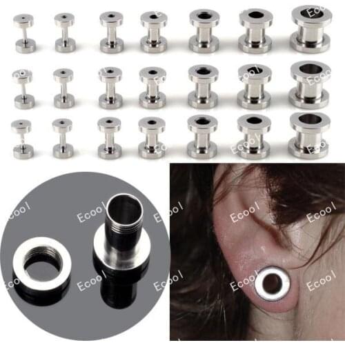 New Fashion Cool 40pcs pretty Stainless Steel silver Ear Tunnel Plug Kit Stretcher Flesh Expander free shipping LB318
