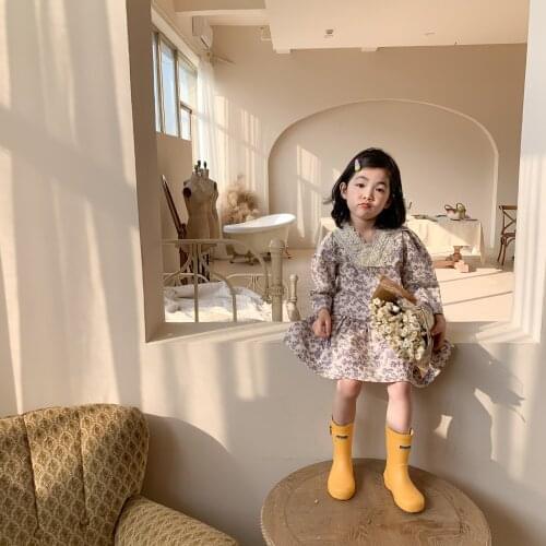 Floral Lace V Neck Kids Dresses Teenage Girl Dress Children Clothing Spring Summer Wedding Party Dress High Quality