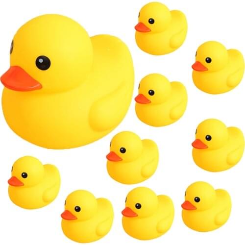 Cute Little Yellow Duck with Squeeze Sound Bath Toy Soft Rubber Float Ducks Play Bath Game Fun Gifts For Children Kids Baby