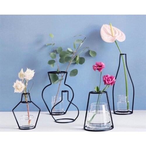 Nordic Minimalist Abstract Vase Lines Black A Iron Vase Flower Vase Dried Flower