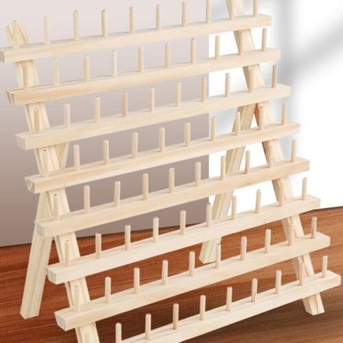 Foldable Wooden Thread Holder 30/80/120 Spools Sewing Embroidery Thread Rack Organizer Wall Hanging Cones Stand Shelf Tool