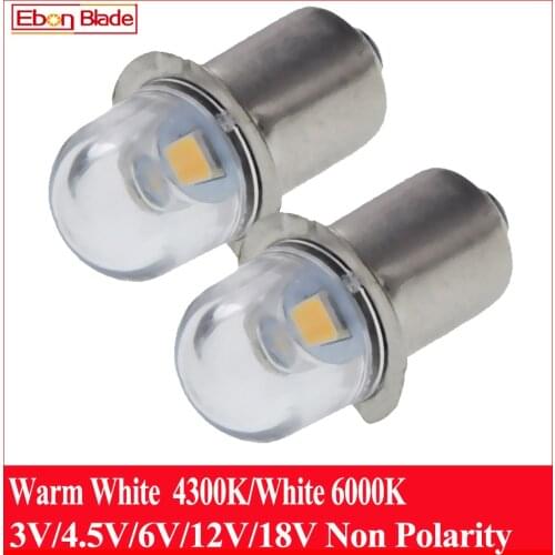 2Pcs P13.5S LED Bulb 3V 4.5V 6V 12V 18V AC For Maglite Replacement Lamp Torch Emergency Flashlight Work Light Warm/White 2835 SM