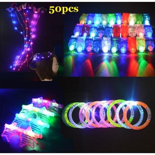 LED Light Up Toys Party Favors Glow in Dark, 10 Glow Bracelet ,4 Glasses,6 Led Hair Styling Tools ,30 Finger Lights Christmas