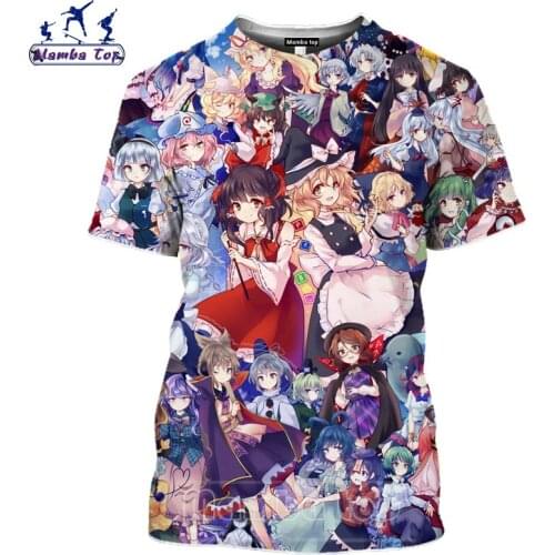 Mamba top Mens T-shirts 3D Print Cute Women Men Anime Girl Tees Touhou Project T Shirt Hentai Loli O Neck Beach Unisex Clothing