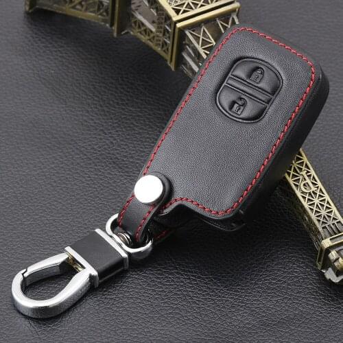 VCiiC 2 Button key case Popular Genuine Leather Remote Control Keychain Car Key Cover For Toyota Camry Highlander VIOS Yaris