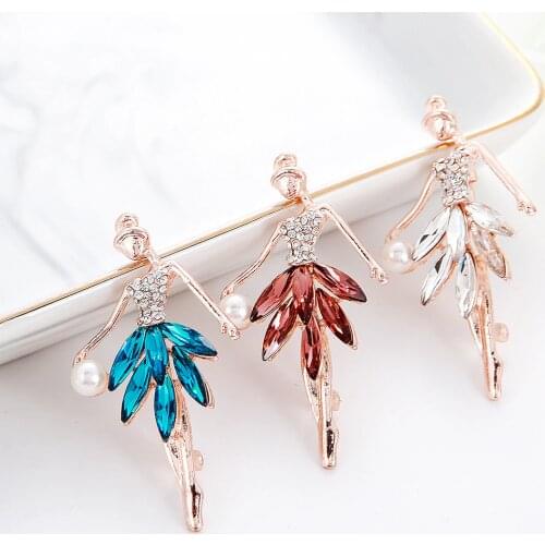 Crystal Brooch Pins For Women Bling Rhinestone Dancer Brooches Jewelry Fashion Wedding Party Bijoux Best Gift