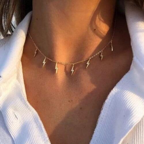 New Fashion Clavicle Chain Lightning Cross Heart Butterfly Choker Necklace For Women Girls Pendant Jewelry Statement Party Gifts
