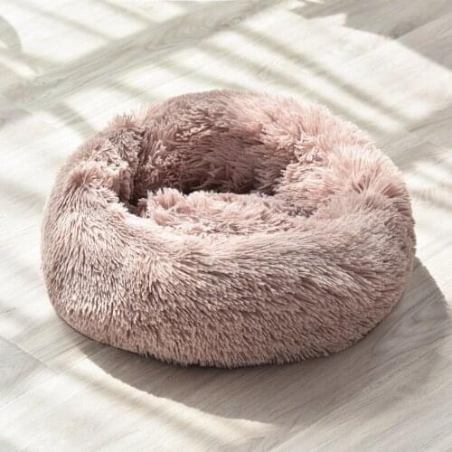 2021 Winter Warm Round Plush Cat Bed House Soft Long Plush Cat Best Dog Bed For Small Dogs Cats Nest Sleeping Pet Bed Puppy Mat