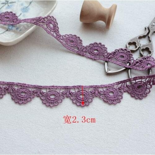 2 Meters/lot Width 2.3cm Purple Hollow Lace Embroidery Water Soluble Applique Ribbon Trim Garment Dress DIY Sewing Accessories