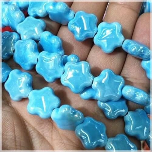 46pcs ceramic beads five star shape porcelain beads accessories size 15mm for men bracelets making jewelry fittings components