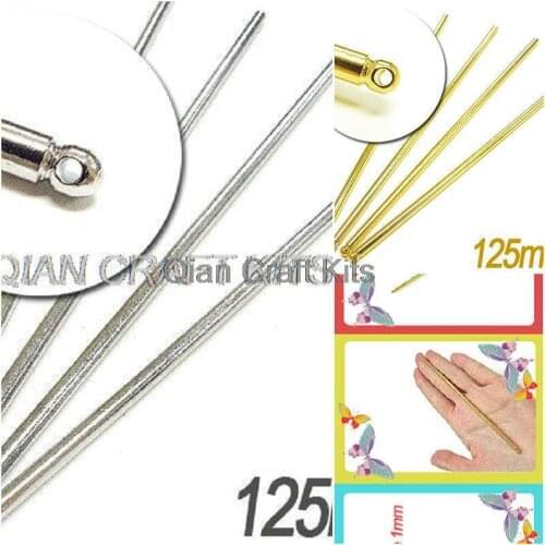 50pcs mix color gold silver 125mm LARGE Silver tone metal hair stick pins with hole (pencil shape) zinc alloy lead free
