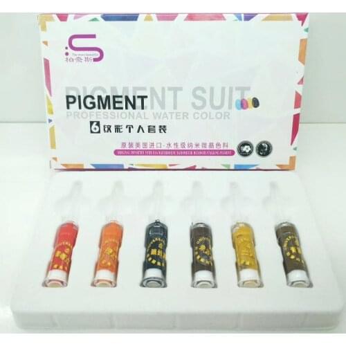 6 bottle/ box Permanent Makeup Cosmetic Tattoo Ink Micro Pigments Color Eyebrow Lip Tattoo Ink Personal suit Kits