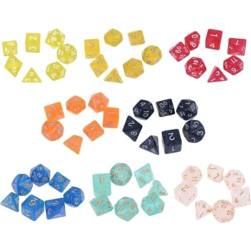 7pcs D20 Acrylic Polyhedral Dice Glitter Double Colors 20 Sided Dices Table Board Playing Game for Bar Pub Club Party