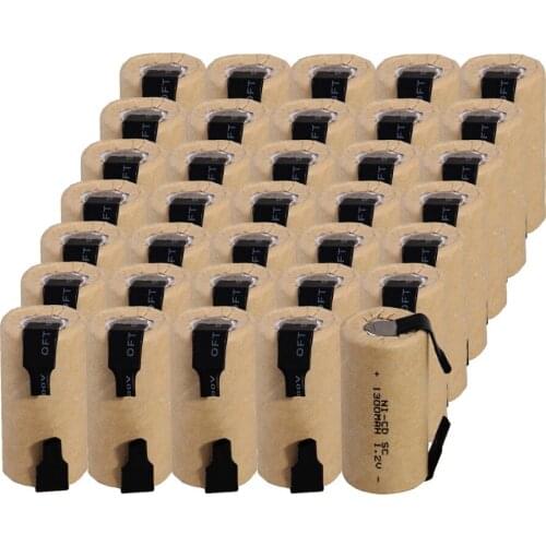 35 pcs SC 1300mah 1.2v battery NICD rechargeable batteries for emergency light toy equipment power for electric screwdriver