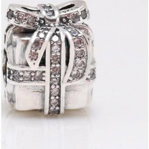 Bewill S925 Sterling Silver Christmas Gift Box Beaded Fit Original Bracelet Necklace DIY Jewelry