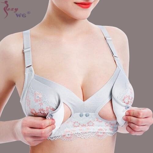 SEXYWG Maternity Breastfeeding Nursing Bras for Pregnant Women Pregnancy Underwear Sexy Pregnant Lingerie Mother Bra Plus Flower