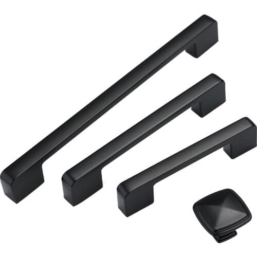 Black American Style Aluminum Cabinet Handles and Knobs Simple Kitchen Drawer Pulls Furniture Handle Door Hardware