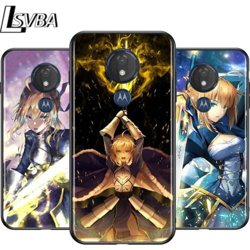 Fate saber for Motorola G9 G8 G E7 E6 One Play Marco Hyper Fusion Stylus Power Edge Plus Black Phone Case