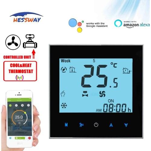 HESSWAY TUYA 2 pipes cooling/heating thermostat WIFI Central air conditioning for 3 speed Works with Alexa Google home