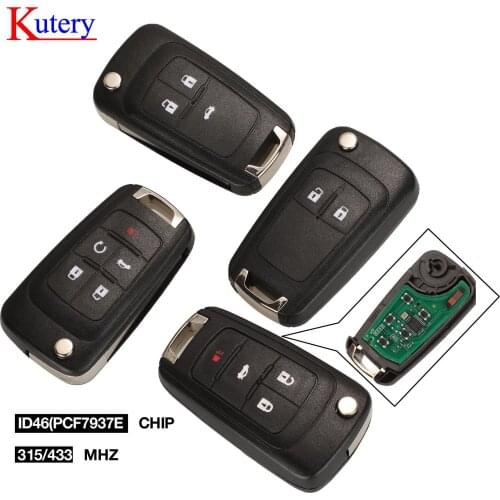 Kutery 10pcs/lot 2/3/4 Buttons key Remote Control Fob Flip Folding Key For Chevrolet Lova Sail Aveo Cruze 315/433Mhz PCF7937E