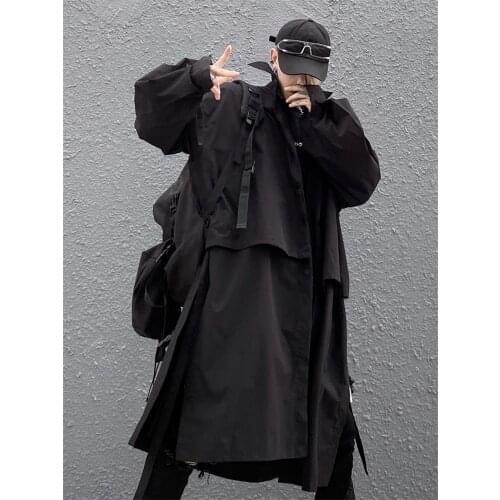 Mens new long student windbreaker jacket fashion popular logo Mosaic design urban youth large size windbreaker