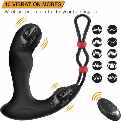 Male Prostate Massage Vibrator Anal Plug Waterproof G-Spot Stimulator Adult Masturbator Delay Ejaculation Ring Sex Toy For Men