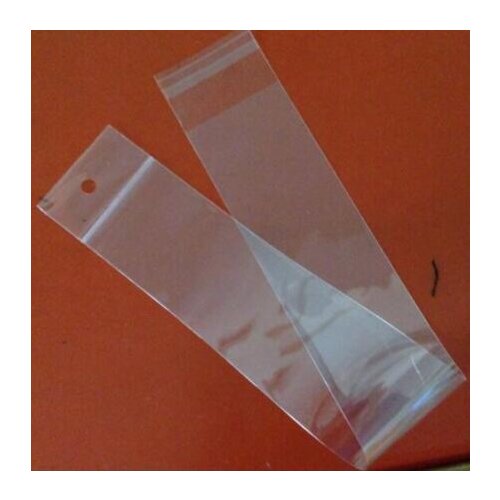 10x60cm/8x65cm Long size Hair wig packaging plastic bag with hanger clear self adhesive seal Hair Extension plastic bag