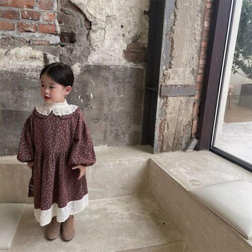 Girl Dress Kids Baby Gown 2021 Retro Spring Autumn Toddler School Uniform Dresses Christmas Cotton Children Clothing
