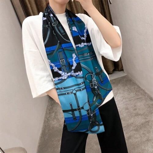 160cm Luxury Brand Design Belts Chains Twill Scarf Double-deck Women Scarf Tie Head Silk Scarves & Wraps Neckerchief For Ladies