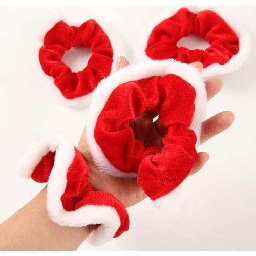Wholesale Christmas Scrunchies For Women Girls Elastic Hair Rubber Fashion Christmas Ornaments Hair Ring Velvet Ponytail Holder