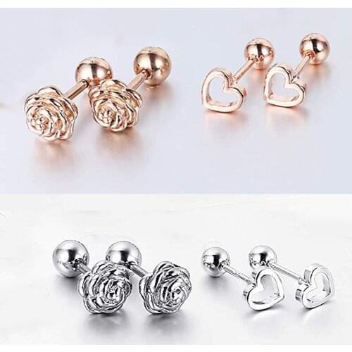 1PC 16G Ear Tragus Piercing Lip Labret Plug Steel Earrings Heart Flower Helix Piercing Cartilagem Lobe Piercing Body Jewelry