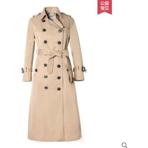 British womens trench coat spring autumn casaco feminino new style long over the knee plus size European and American classic