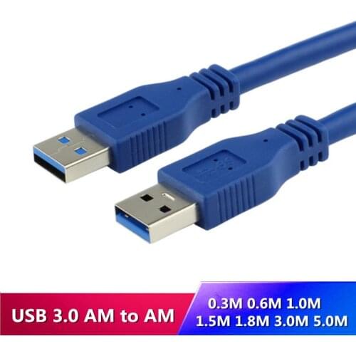 High Speed Blue USB 3.0 A type Male to Male USB Extension Cable AM TO AM 4.8Gbps Support USB 2.0 0.3M 0.6M 1M 1.5M-5M