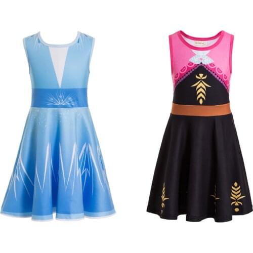 Party Princess Elsa Costume for Girls Snow Queen Cosplay Party Elsa Anna 2 new costume for girls Elsa II Anna 2 dresses