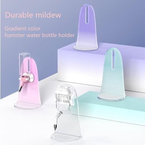 Hamster Vertical Drinker Height Adjustable Leakproof Hamster Kettle Acrylic Gradient Color Kettle Holder Hamster Accessories