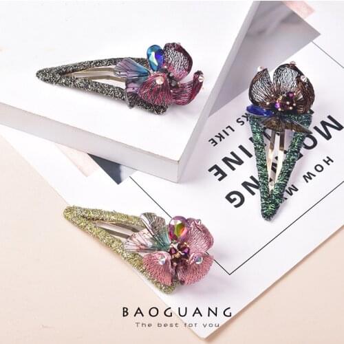 Handmade Copper Wire Braided Butterfly Flower Hair Clips for Women Girls Original Design Crystal Hairgrips Hair Accessories Gift