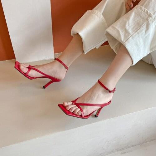 2021 New Lace Up Fashion New Sandals For Girls Genuine Leather High Heels Pumps Women Classic Design Wedding Vintage Shoes Woman