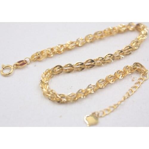 Au750 18K Yellow Gold Bracelet Womans Phoenix Tail 3mm Womens Charm Link 7.6''L