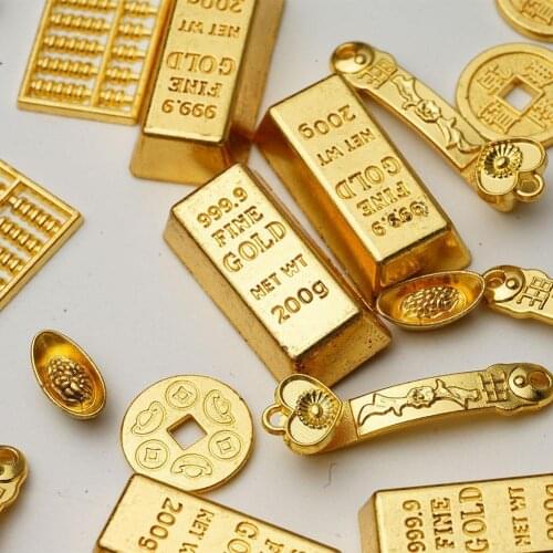 1:12 Dollhouse Miniature Golden Brick Mini Copper Cash Dolls House Accessories Transaction Bullion Man Gold Brick For Children