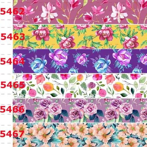 10yards -different sizes -purple big flowers pattern ribbon printed Grosgrain ribbon