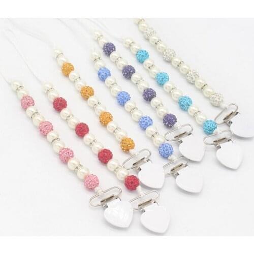 100pcs Baby Attache Clips Beads Beautiful Pearl beads Pacifier Chain