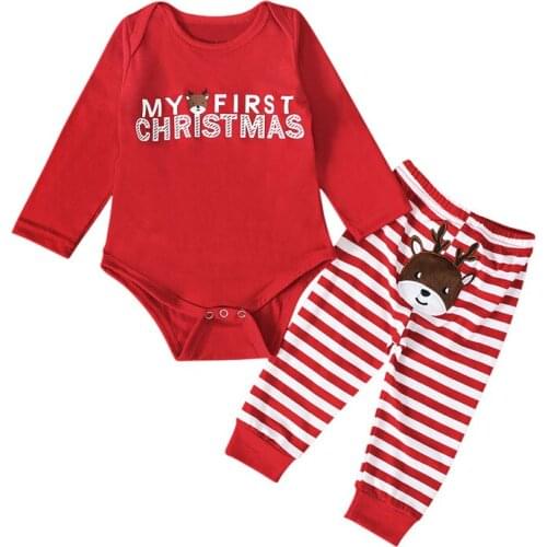 2Pcs Kids Pajamas Xmas Style Santa Claus Print Children Christmas Romper Elk Pants Long Sleeve Jumpsuit Baby Girl Clothing Sets