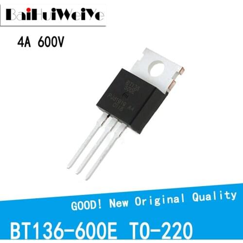 20PCS/LOT BT136-600E BT136 4A 600V BT136-600 TO-220 TO220 MOSFET P-Channel Field Effect New Original Good Quality Chipset