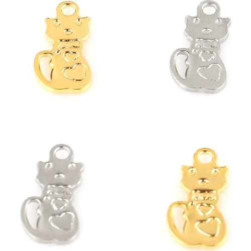 20pcs Stainless Steel Accessories Charms Pendant Cat Animal Pendants For Making DIY Jewelry Earring Necklace Bracelet Accessory